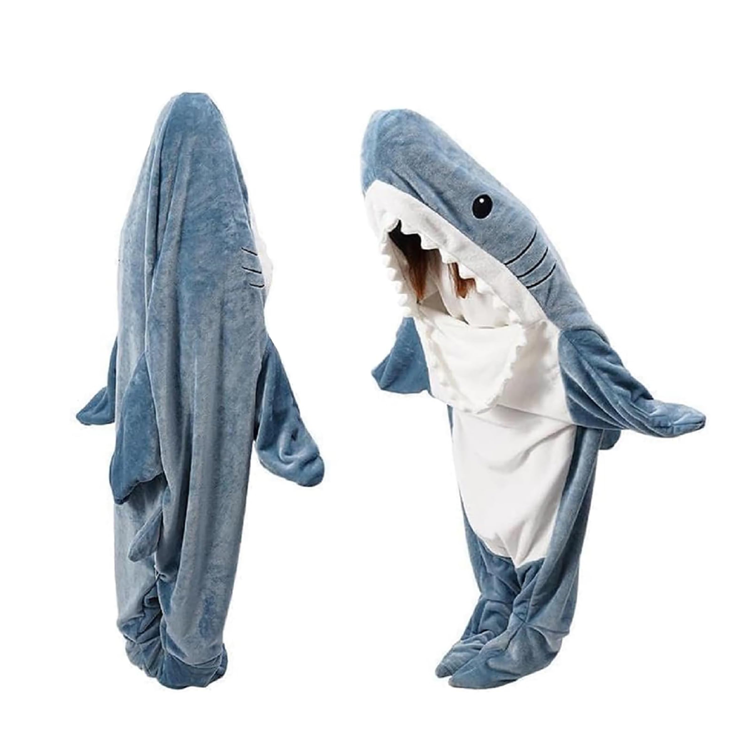 QUSLLIS Shark Blanket - Hai Decke - aus Superweichem, Gemütlichem Flanell mit Kapuze, Hai Overall, Deckenkapuzenpullover, Schlafsack Tragbare Decke für Erwachsene und Kinder - XL