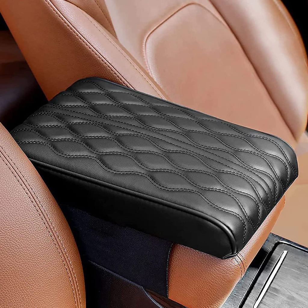 Armlehnenbox aus Gedächtnisschaum für Fahrzeuge - Leather Car Armrest Box Pad, Universal Auto Armlehnen Auflage, Auto Mittelkonsole Pad, Mittelkonsole Abdeckung, Dicke 5cm(Schwarz)