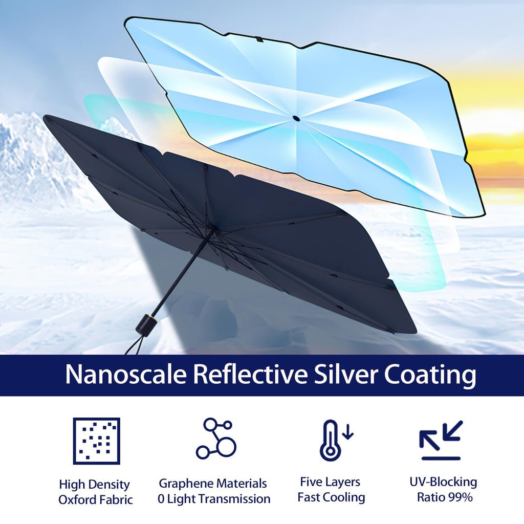 Sonnenschutz Auto Frontscheibe, mit UV-Schutz Sonnenschutz Auto für Windschutzscheibe, Schnelles Entfalten und Falten Auto Sonnenblende für die meisten Autos SUV MPV LKW