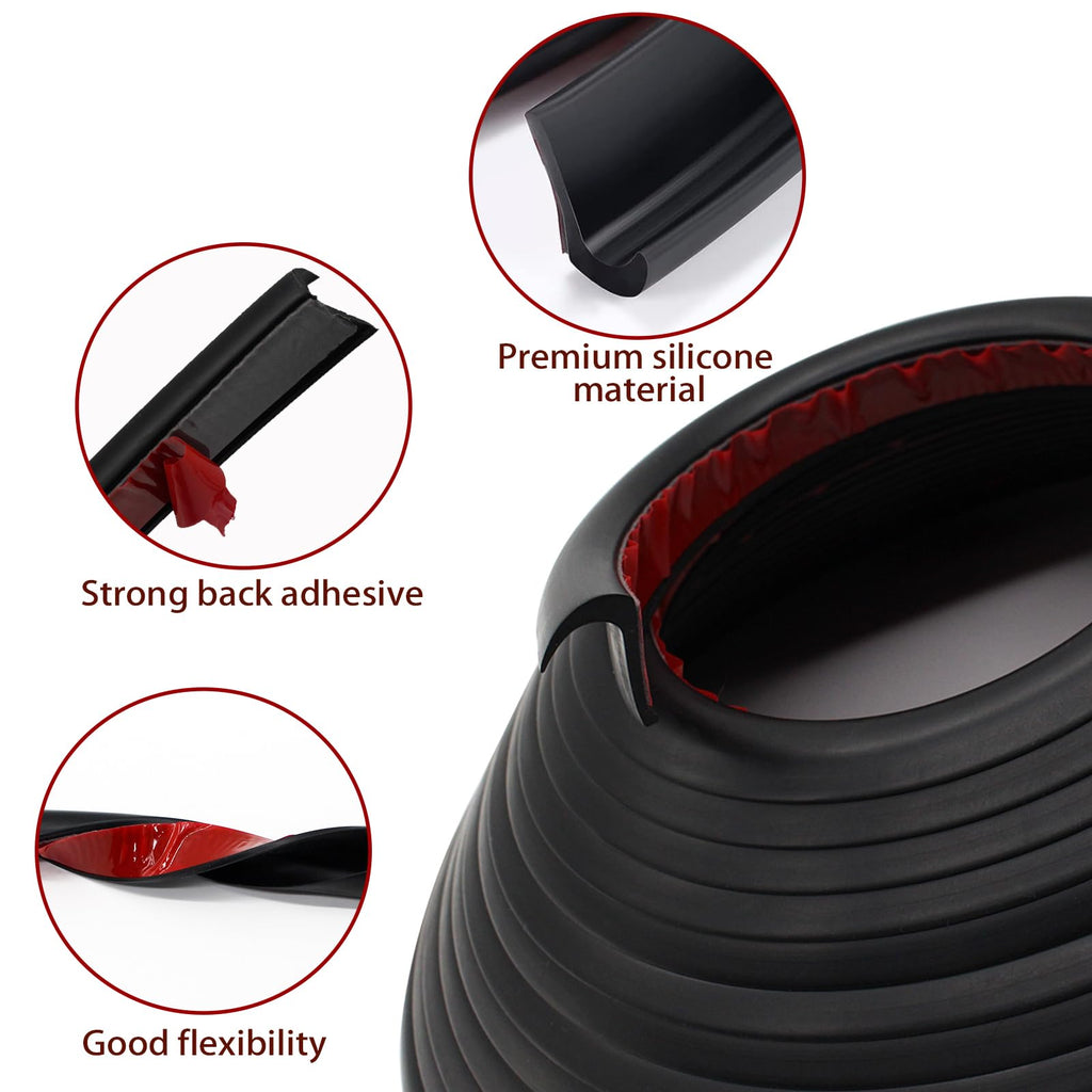 RV-Regenrinnen, 10 Meter lang, Gummi-Tropfleiste, PVC-Regenstreifen, J-förmige Dachregenumleitung, selbstabdichtendes Klebeband, geeignet für Autotüren Wohnwagen (schwarz)