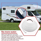 RV-Regenrinnen, 10 Meter lang, Gummi-Tropfleiste, PVC-Regenstreifen, J-förmige Dachregenumleitung, selbstabdichtendes Klebeband, geeignet für Autotüren Wohnwagen (weiß)