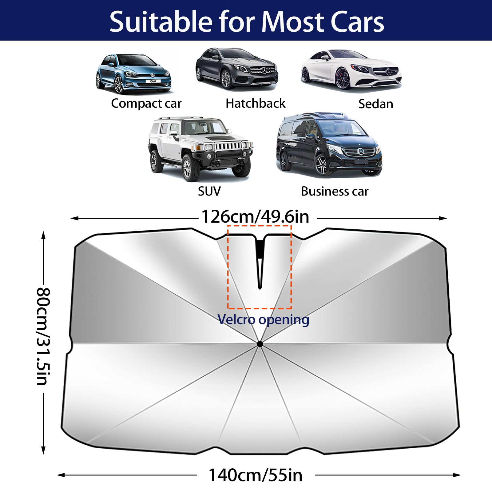 Sonnenschutz Auto Frontscheibe, mit UV-Schutz Sonnenschutz Auto für Windschutzscheibe, Schnelles Entfalten und Falten Auto Sonnenblende für die meisten Autos SUV MPV LKW