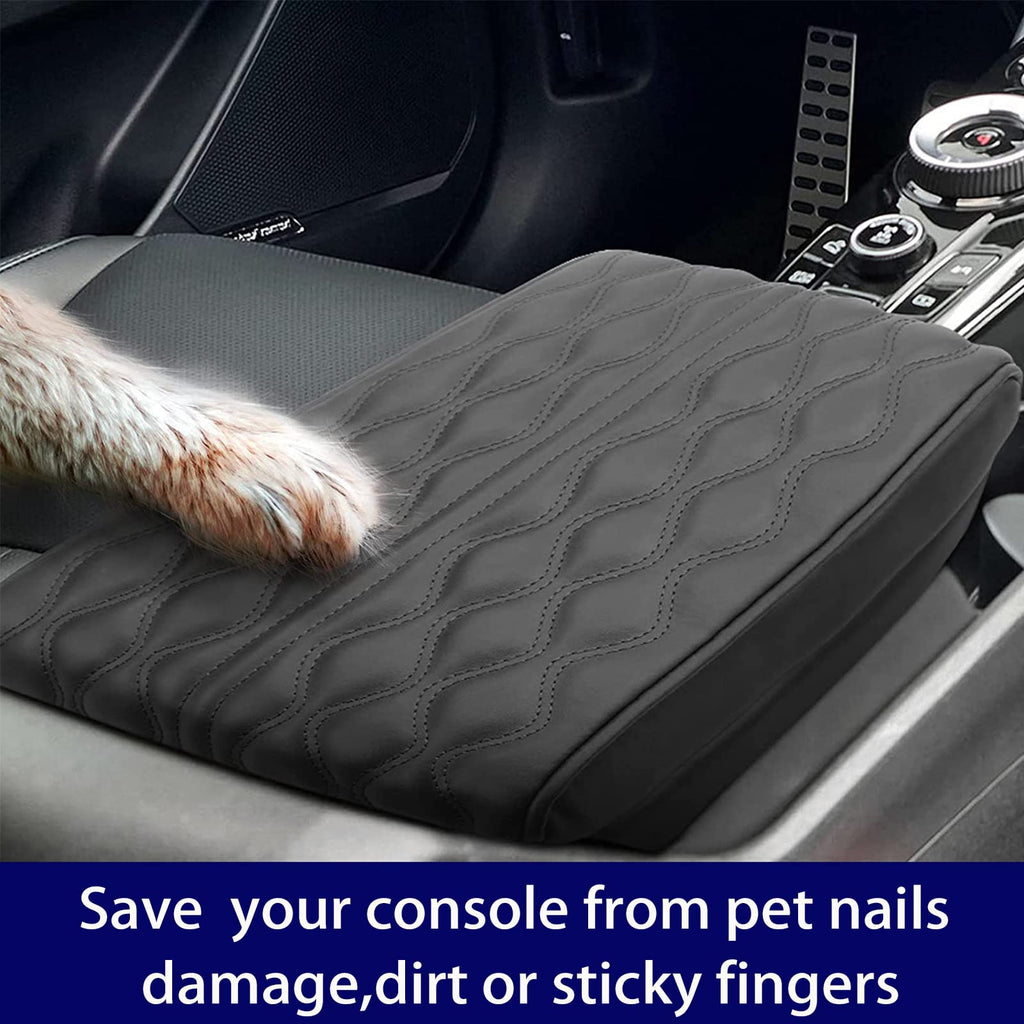 Armlehnenbox aus Gedächtnisschaum für Fahrzeuge - Leather Car Armrest Box Pad, Universal Auto Armlehnen Auflage, Auto Mittelkonsole Pad, Mittelkonsole Abdeckung, Dicke 5cm(Schwarz)
