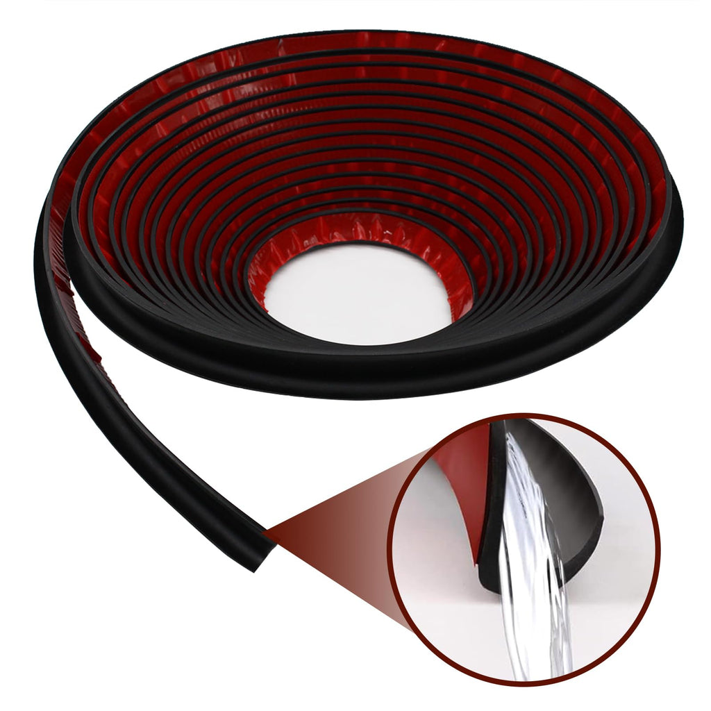 RV-Regenrinnen, 10 Meter lang, Gummi-Tropfleiste, PVC-Regenstreifen, J-förmige Dachregenumleitung, selbstabdichtendes Klebeband, geeignet für Autotüren Wohnwagen (schwarz)