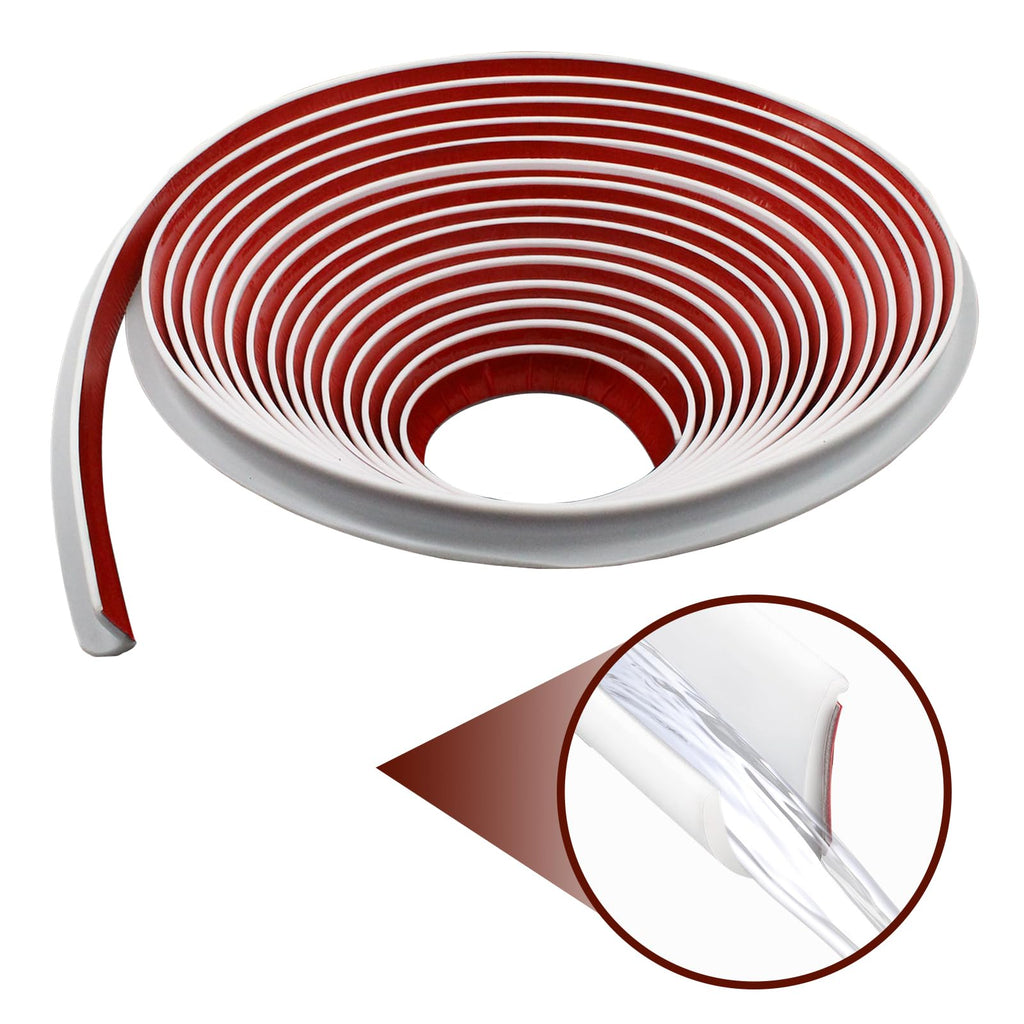 RV-Regenrinnen, 10 Meter lang, Gummi-Tropfleiste, PVC-Regenstreifen, J-förmige Dachregenumleitung, selbstabdichtendes Klebeband, geeignet für Autotüren Wohnwagen (weiß)